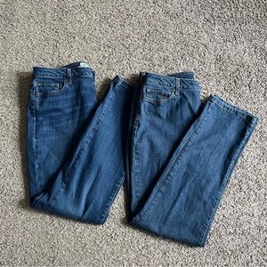 Set Of 2 LL Bean Medium Wash Regular Fit Denim Jeans Women's High Waist 14 TALL